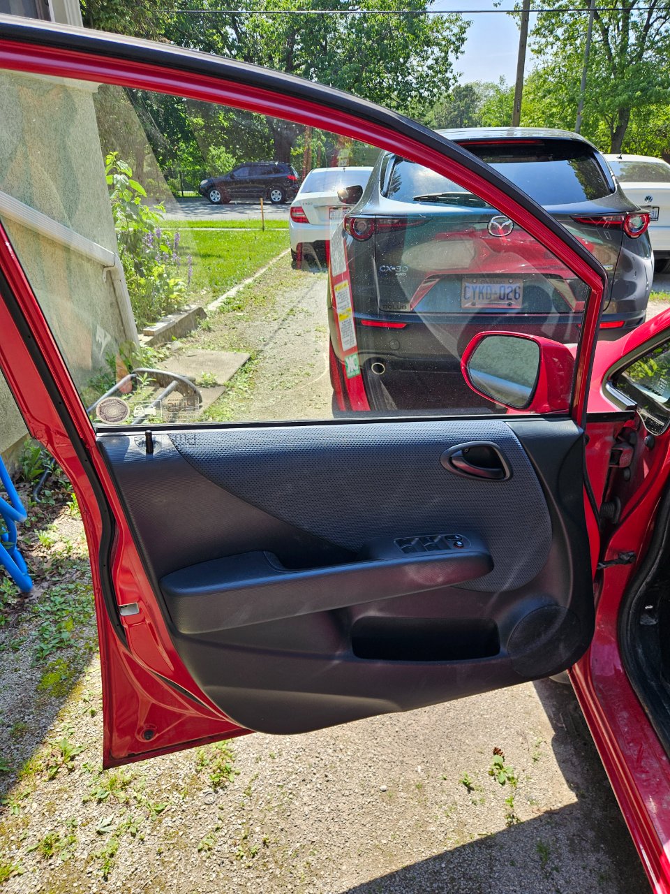 2008 Honda Fit Front Left Driver Door Assembly Red - Master Switch